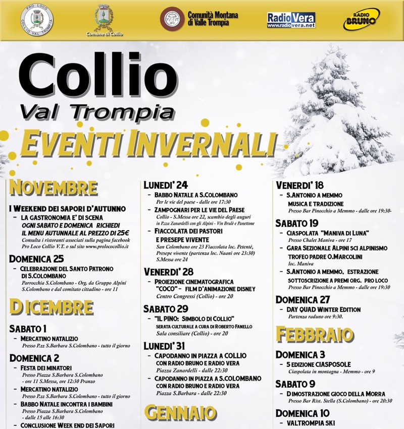 Calendario eventi stagione invernale