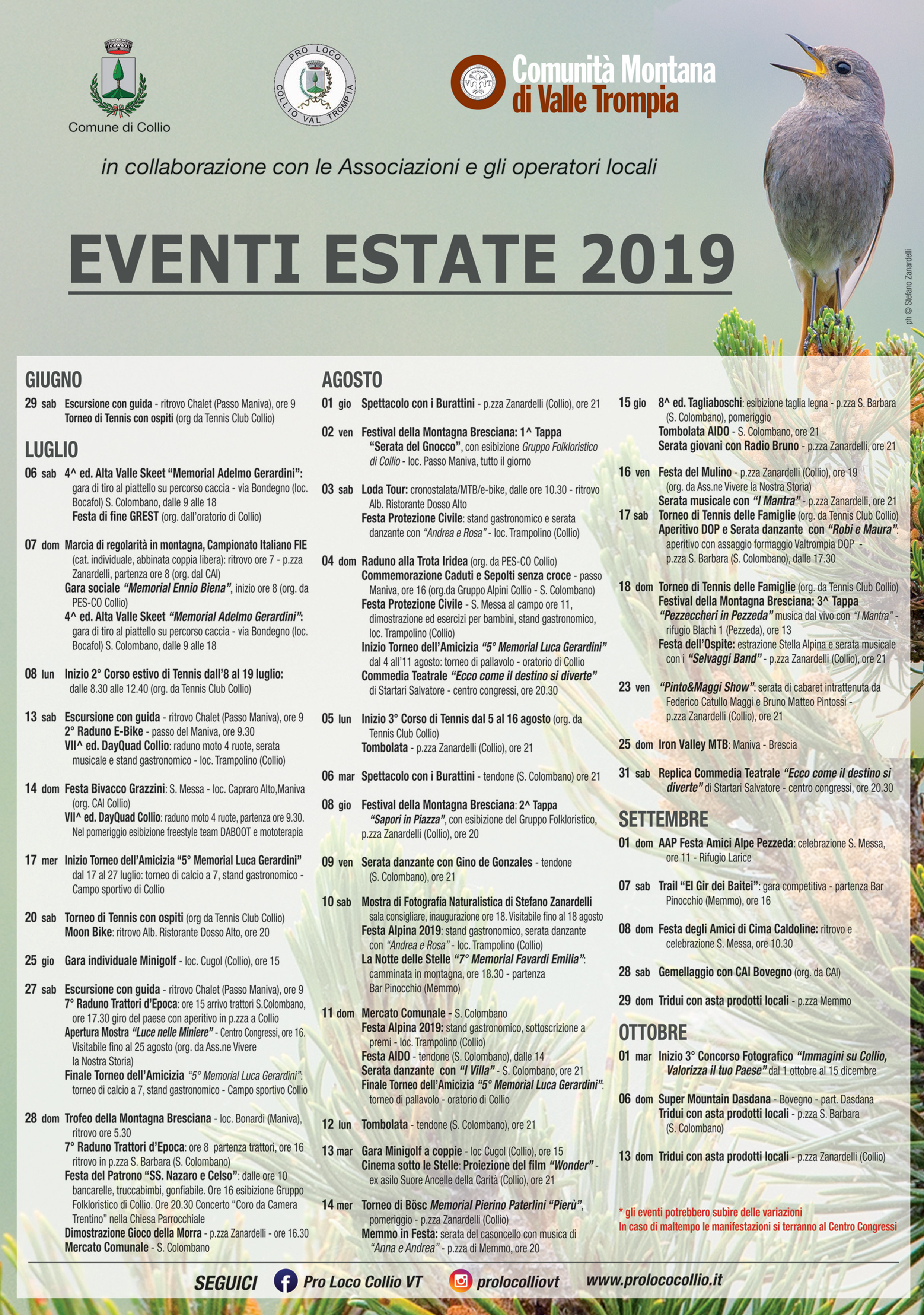 Calendario Eventi Estate 2019